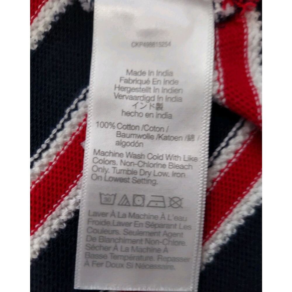 Madewell Women's V-Neck Polo Shirt in Stripe Cotton Blue/Navy SZ L - Picture 10 of 12
